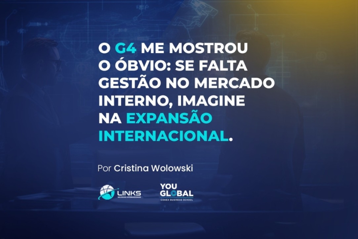 Card com fundo azul mostra a frase: “O G4 me mostrou o óbvio [...] imagine na expansão internacional.”